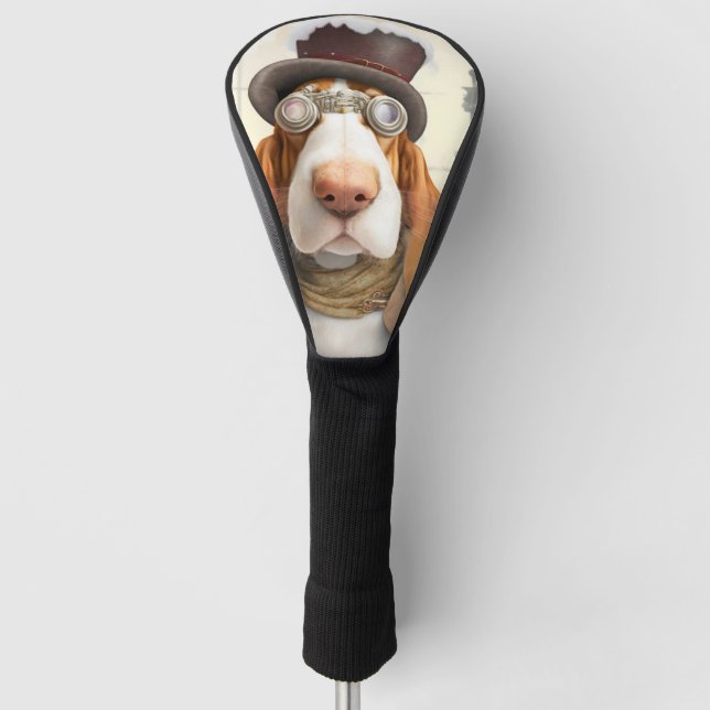 Steampunk Basset Hound Golf Head Cover (Front)
