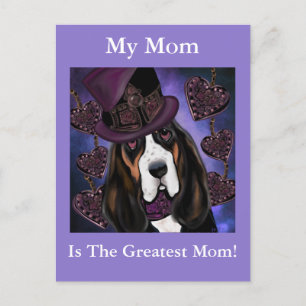 STEAMPUNK Basset Hound Postcard
