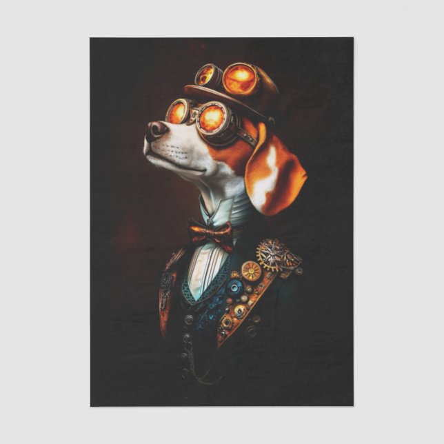  Steampunk Beagle Dog Portrait EM2L Decoupage Tissue Paper (Front)