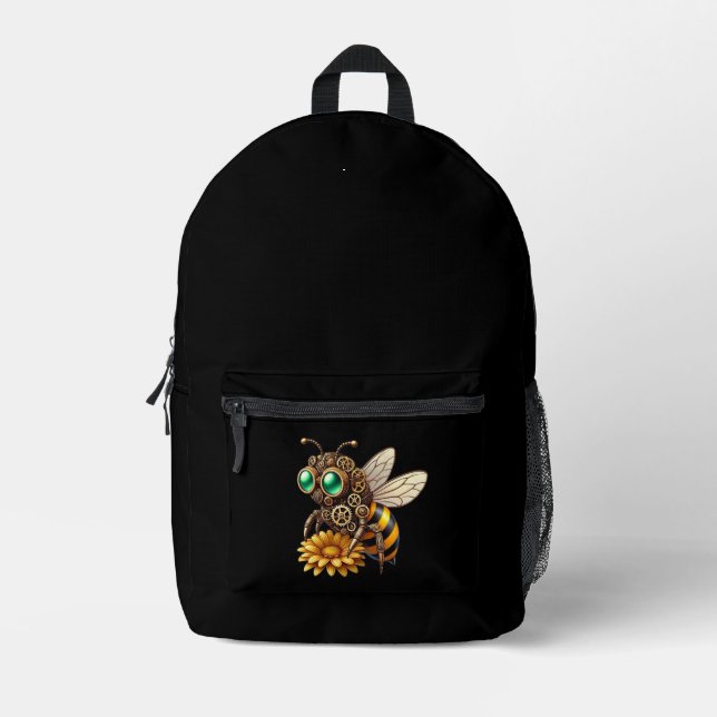 Steampunk Bee Printed Backpack (Front)