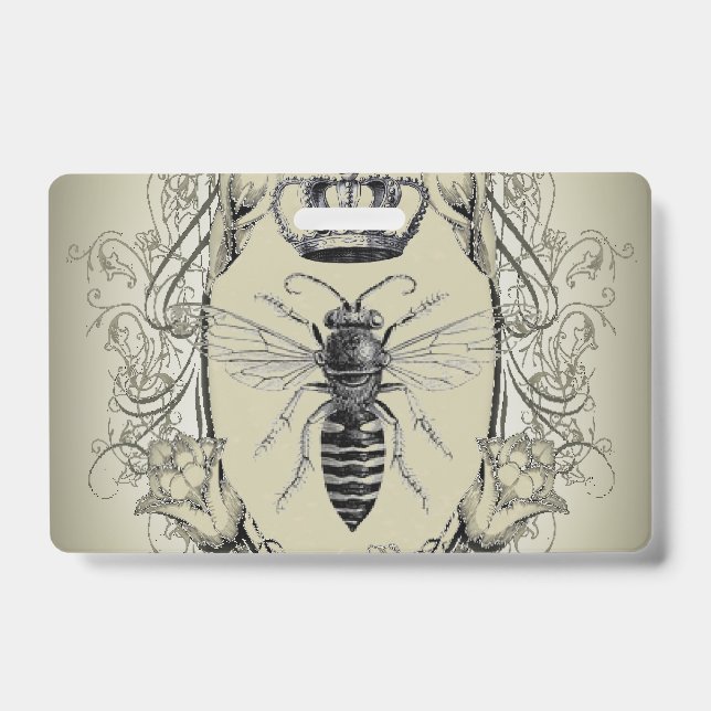 steampunk beekeeper boss lady bee queen crown ID badge (Front)