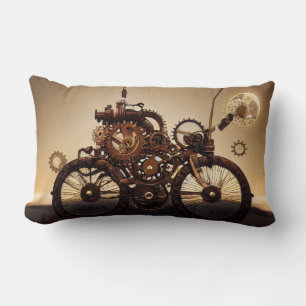 Steampunk Bicycle with Gears Lumbar Cushion