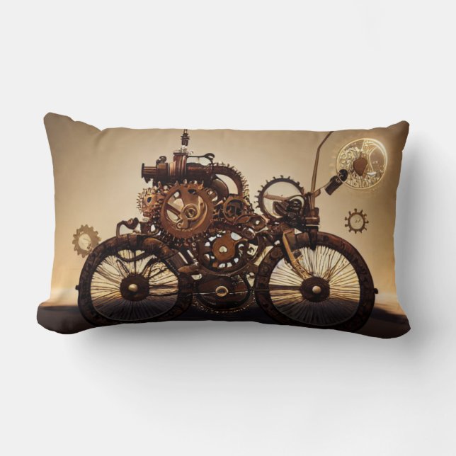 Steampunk Bicycle with Gears Lumbar Cushion (Front)