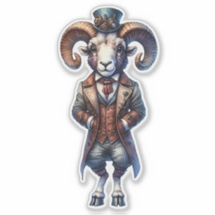 Steampunk Bighorn Sheep Transparent Sticker