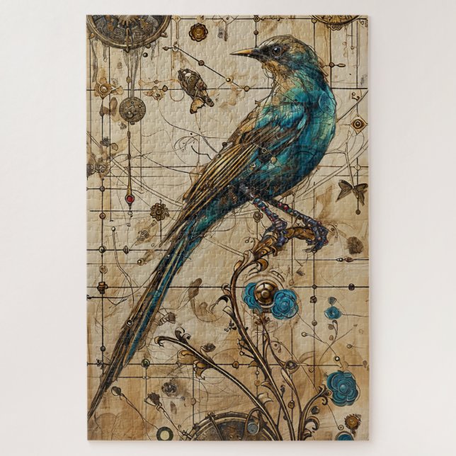 Steampunk Bird Art Difficult  Jigsaw Puzzle (Vertical)