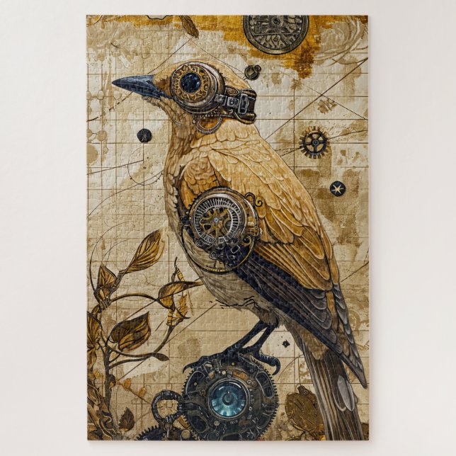 Steampunk Bird Art Difficult  Jigsaw Puzzle (Vertical)