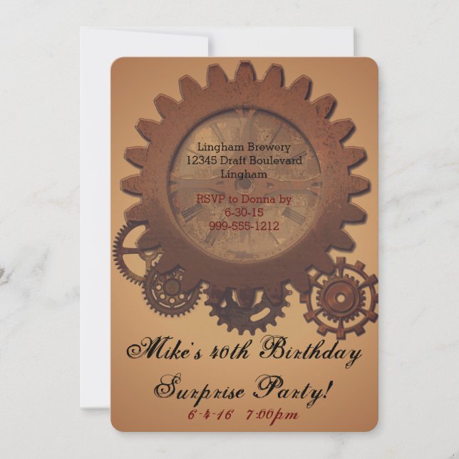 Steampunk Birthday Invites (Front)