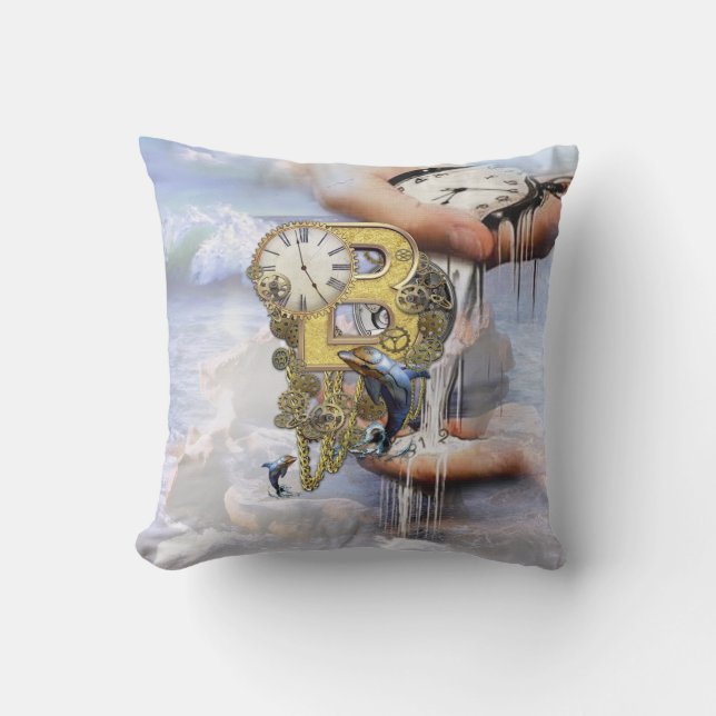 Steampunk birthday letter B Cushion (Front)