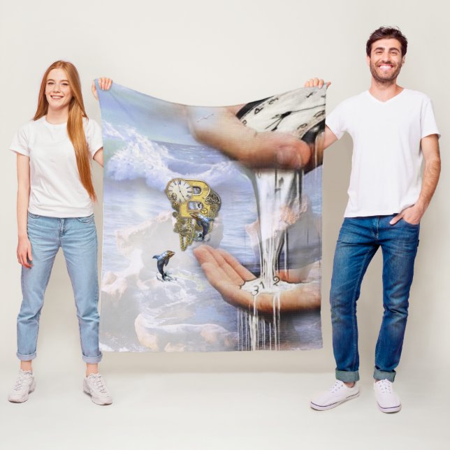 Steampunk birthday letter B Fleece Blanket (In Situ)