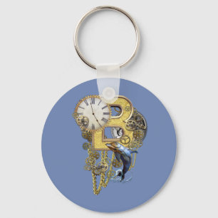 Steampunk birthday letter B Key Ring