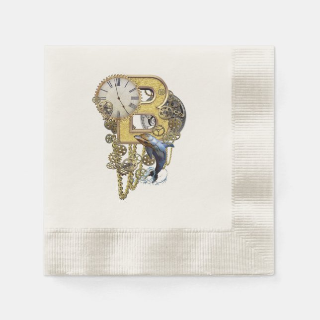 Steampunk Birthday letter B Napkin (Front)