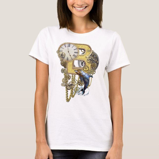 Steampunk Birthday letter B T-Shirt (Front)