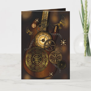 Steampunk Birthday Son Metal Gears Guitar Card