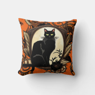Steampunk Black Cat Halloween Cushion