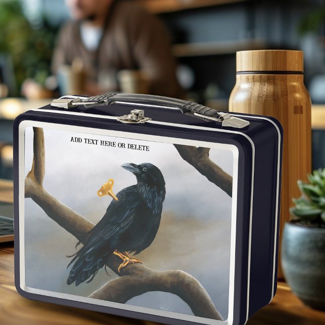 Steampunk Black Raven Wind-Up Key Mechanical Metal Lunch Box (Creator Uploaded)