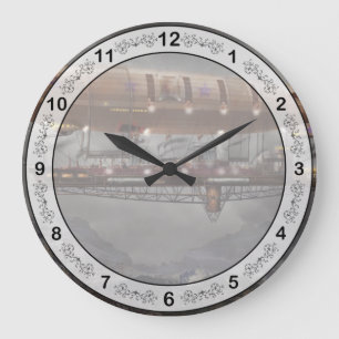 Steampunk - Blimp - Airship Maximus Large Clock