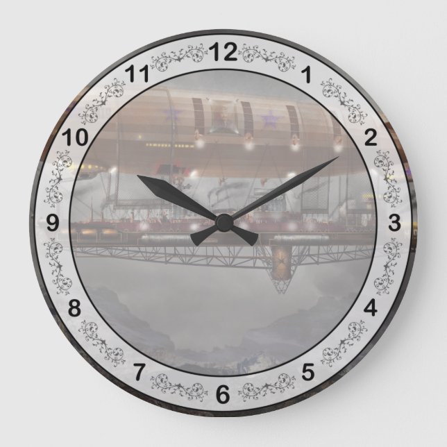 Steampunk - Blimp - Airship Maximus Large Clock (Front)