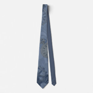 Steampunk blue print tie