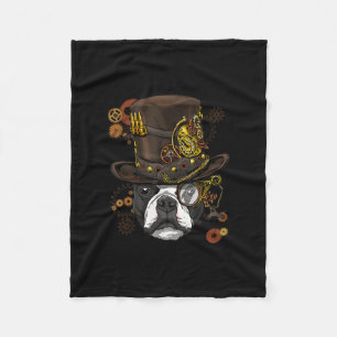 Steampunk Boston Terrier Dog Shirt Steampunk Lover Fleece Blanket