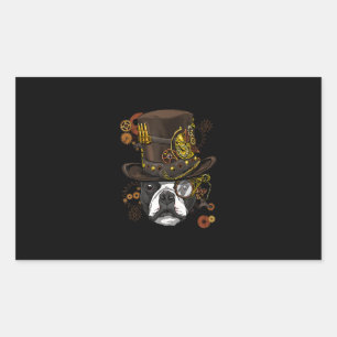 Steampunk Boston Terrier Dog Shirt Steampunk Lover Rectangular Sticker