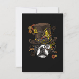 Steampunk Boston Terrier Dog Shirt Steampunk Lover RSVP Card