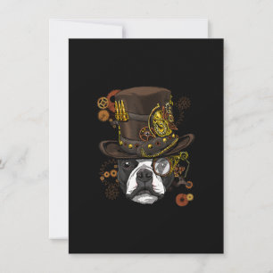 Steampunk Boston Terrier Dog Shirt Steampunk Lover Thank You Card