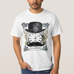 Steampunk - bowler, moustache and watches collage T-Shirt
