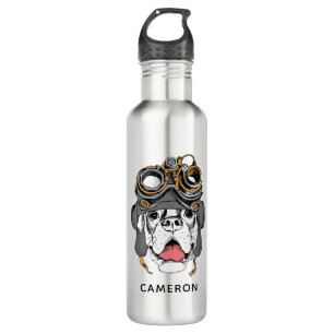Steampunk Boxer   Add Your Name 710 Ml Water Bottle