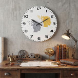 Steampunk Brain Power Cogwheel Heads Large Clock<br><div class="desc">Keep time with a focus on efficiency using the Collaborative Gear Minds Illustration Clock. This unique timepiece features the striking conceptual graphic of two heads composed of gears,  reminding everyone of the importance of teamwork and timely execution. Perfect for an office,  studio,  or workshop wall.</div>