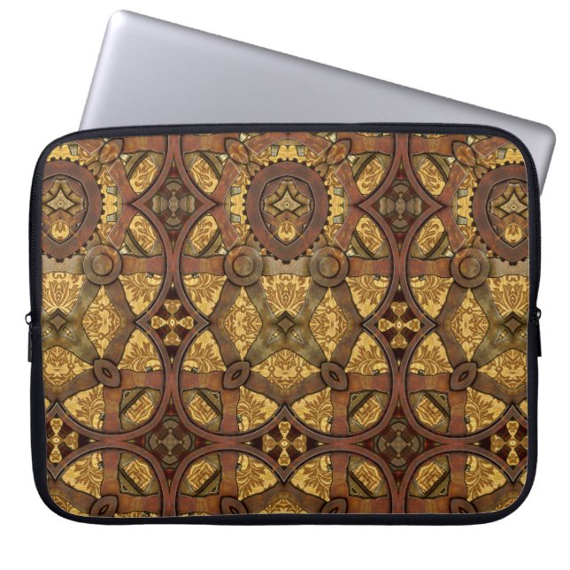 Steampunk Brass and Copper Gears Laptop Sleeve (Front)