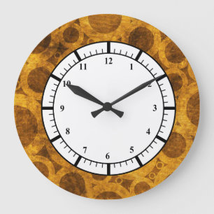 Steampunk Brown Gold Grunge Pattern Clock