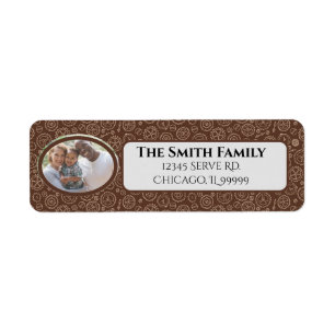 Steampunk Brown & White Gears Return Address Label