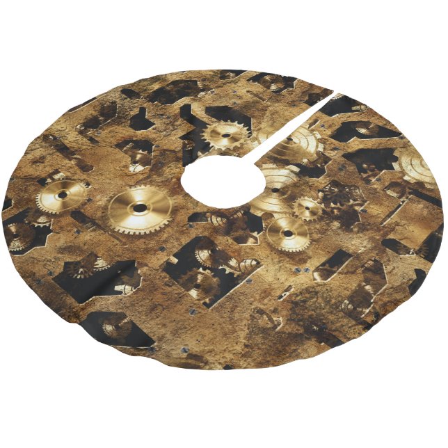 Steampunk Brushed Polyester Tree Skirt (Angled)