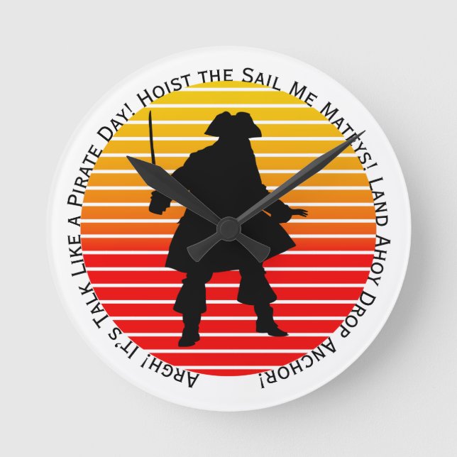 Steampunk Buccaneers Talk Like a Pirate Day Argh! Round Clock (Front)