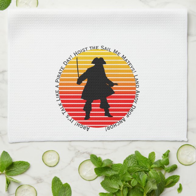 Steampunk Buccaneers Talk Like a Pirate Day Argh! Tea Towel (Folded)