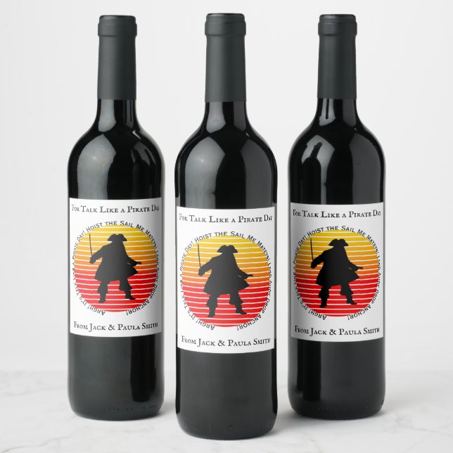 Steampunk Buccaneers Talk Like a Pirate Day Argh! Wine Label (Bottles)
