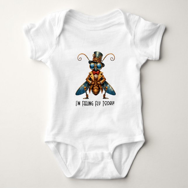 Steampunk Bug - I'm Feeling Fly Today Baby Bodysuit (Front)