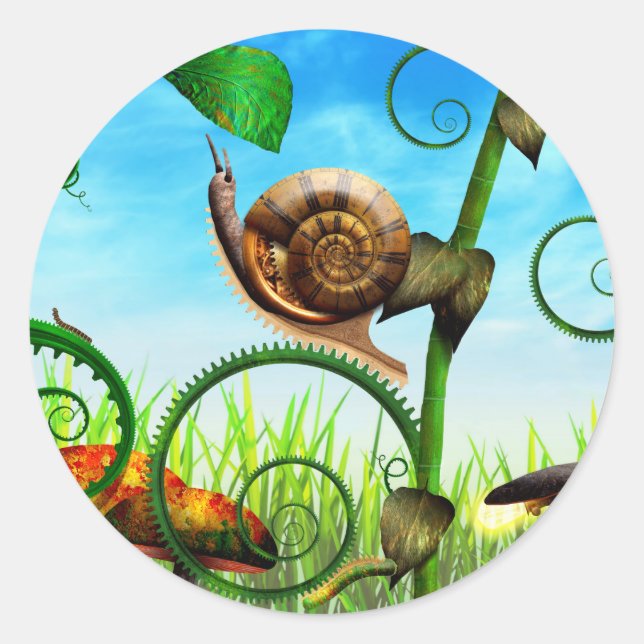 Steampunk - Bugs - Evolution take time Classic Round Sticker (Front)