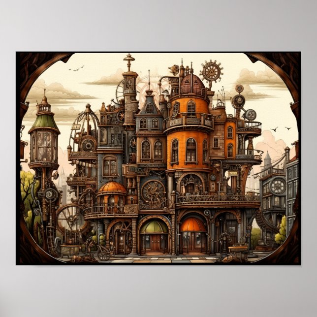 Steampunk building poster (Front)