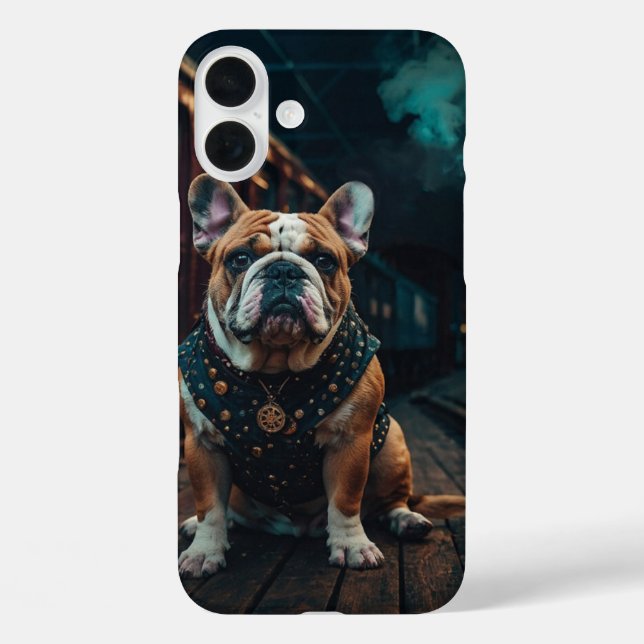 Steampunk Bulldog Stationmaster Portrait Case-Mate iPhone Case (Back)