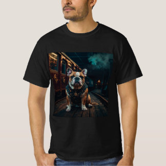 Steampunk Bulldog Stationmaster Portrait T-Shirt