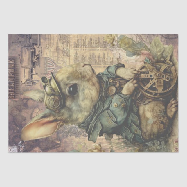 Steampunk Bunny Rabbit Tissue Paper (Front)