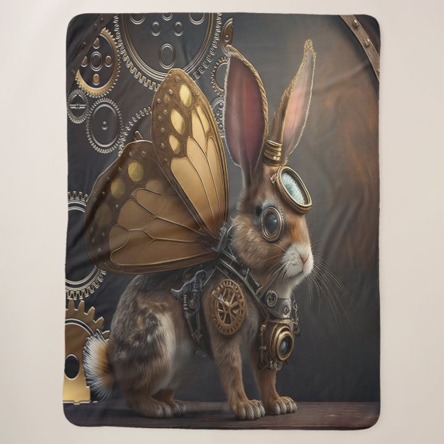 Steampunk Bunny Sherpa Blanket (Front)