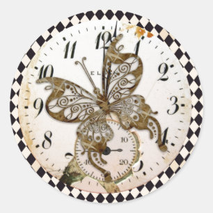 Steampunk Butterfly  Classic Round Sticker
