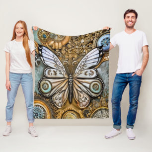 Steampunk Butterfly Fleece Blanket