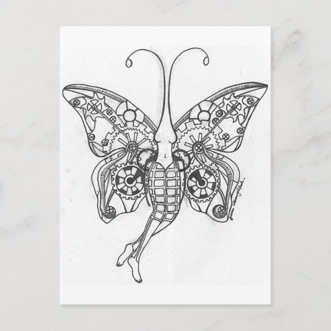 Steampunk Butterfly Postcard (Front)