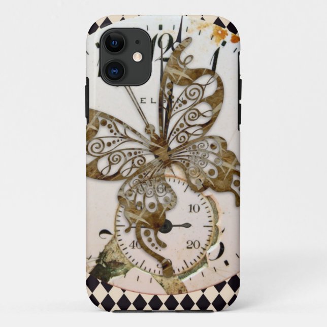 Steampunk Butterfly Round Case-Mate iPhone Case (Back)
