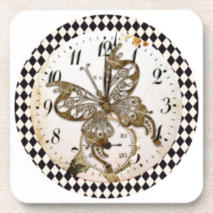 Steampunk Butterfly Round Coaster