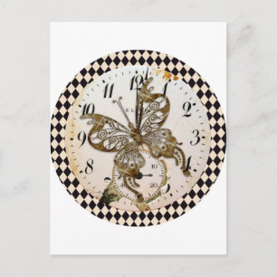 Steampunk Butterfly Round Postcard