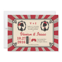 Steampunk Cameo Couple Offbeat Red Invitations